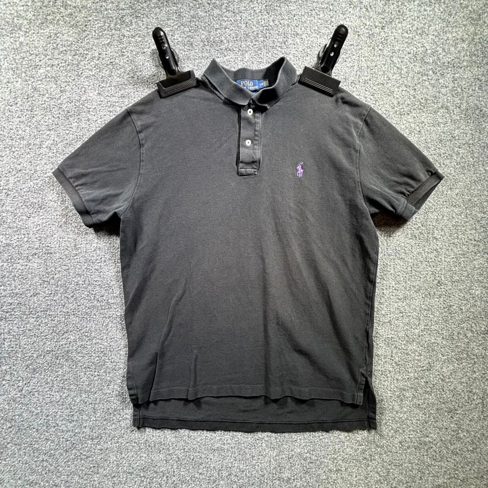Polo Ralph Lauren Mens Large Black Knit Cotton Golf Performance Classic Fit Polo